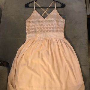 Off-White/Cream Dress with Embroidery Detail